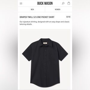 Buck Mason Black Casual Button Down Shirt